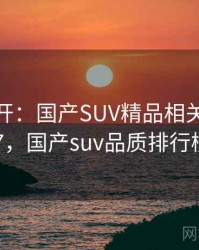 谜题解开：国产SUV精品相关内幕 · 独家937，国产suv品质排行榜前十名